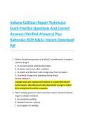 Indiana Collision Repair Technician &NewLine;Exam Practice Questions And Correct &NewLine;Answers &lpar;Verified Answers&rpar; Plus &NewLine;Rationale 2026 Q&A&vert; Instant Download &NewLine;Pdf 