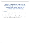 Pediatric Nursing Exam 2026&sol;2027&colon; 200 Questions & Answers
