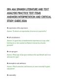 SPA 466 SPANISH LITERATURE AND TEXT&NewLine;ANALYSIS PRACTICE TEST ITEMS&NewLine;ANSWERS INTERPRETATION AND CRITICAL&NewLine;STUDY GUIDE 2026