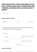FIRE INSTRUCTOR 1 &lpar;TEEX&rpar; 2025&sol;2026 ACTUAL EXAM &lpar;TESTING REAL EXAM QUESTIONS&rpar; AND VERIFIED ANSWERS &lpar;100&percnt; ACCURATE&rpar; GET IT RIGHT&excl;&excl;