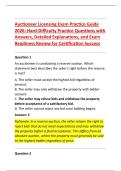 Auctioneer Licensing Exam Practice Guide &NewLine;2026&colon; Hard-Difficulty Practice Questions with &NewLine;Answers&comma; Detailed Explanations&comma; and Exam &NewLine;Readiness Review for Certification Success 