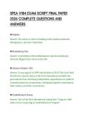 SPEA V184 EXAM SCRIPT FINAL PAPER&NewLine;2026 COMPLETE QUESTIONS AND&NewLine;ANSWERS&NewLine;