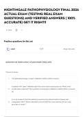 NIGHTINGALE PATHOPHYSIOLOGY FINAL 2026 ACTUAL EXAM &lpar;TESTING REAL EXAM QUESTIONS&rpar; AND VERIFIED ANSWERS &lpar; 100&percnt; ACCURATE&rpar; GET IT RIGHT&excl;&excl;