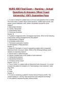 NURS 480 Final Exam &ndash; Nursing &ndash; &lpar;2026&rpar; Actual Questions & Answers &lpar;West Coast University&rpar; 100&percnt; Guarantee Pass