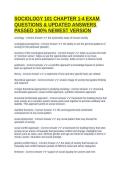 SOCIOLOGY 101 CHAPTER 1-4 EXAM QUESTIONS & UPDATED ANSWERS PASSED 100&percnt; NEWEST VERSION
