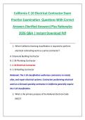 California C-10 Electrical Contractor Exam &NewLine;Practice Examination  Questions With Correct &NewLine;Answers &lpar;Verified Answers&rpar; Plus Rationales &NewLine;2026 Q&A &vert; Instant Download Pdf 