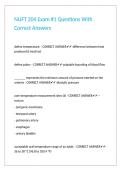 NUFT 204 Exam -1 Questions With Correct Answers