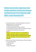 Indiana Construction Supervisor Exam &NewLine;Practice Questions And Correct Answers &NewLine;&lpar;Verified Answers&rpar; Plus Rationale 2026 &NewLine;Q&A&vert; Instant Download Pdf  