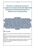 Psychiatry and Behavioral Sciences &NewLine;Complete Exam Bank With 2026 High Yield &NewLine;Questions and Detailed Rationales for &NewLine;Medical and Nursing Students