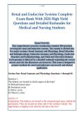 Renal and Endocrine Systems Complete &NewLine;Exam Bank With 2026 High Yield &NewLine;Questions and Detailed Rationales for &NewLine;Medical and Nursing Students