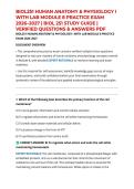 BIOL251 HUMAN ANATOMY & PHYSIOLOGY I WITH LAB MODULE 8 PRACTICE EXAM 2026&ndash;2027 &vert; BIOL 251 STUDY GUIDE &vert; VERIFIED QUESTIONS & ANSWERS PD