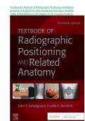 Test bank for Textbook of Radiographic Positioning and Related&NewLine;Anatomy 11th Edition by John Lampignano & Leslie E&period; Kendrick&NewLine;&vert;ISBN &colon;9780323936132 &vert;All Chapters 1-20 Complete Guide A&plus;