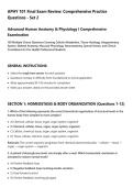 APHY 101 Final Exam Review&colon; Comprehensive Practice&NewLine;Questions - Set 2&NewLine;Advanced Human Anatomy & Physiology I Comprehensive&NewLine;Examination&NewLine;150 Multiple-Choice Questions Covering Cellular Metabolism&comma; Tissue Histology&comma; Integumentary&NewLine;System&comma; Skeletal Anatomy&comma;