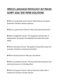 SPEECH LANGUAGE PATHOLOGY SLP PRAXIS&NewLine;SCRIPT 2026 TEST PAPER SOLUTIONS