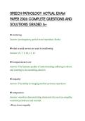 SPEECH PATHOLOGY ACTUAL EXAM&NewLine;PAPER 2026 COMPLETE QUESTIONS AND&NewLine;SOLUTIONS GRADED A&plus;&NewLine;