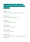 SPINNING ACTUAL TEST PAPER 2026&NewLine;COMPLETE QUESTIONS AND SOLUTIONS&NewLine;GRADED A&plus;&NewLine;