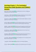 Sociology &NewLine;Chapter 1 &semi;The Sociological &NewLine;Perspective EXAM Questions And CORRECT &NewLine;Answers 