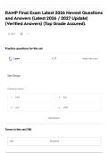 RAMP Final Exam Latest 2026 Newest Questions and Answers &lpar;Latest 2026 &sol; 2027 Update&rpar; &lpar;Verified Answers&rpar; &lpar;Top Grade Assured&rpar;&period;
