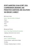 SPORT MARKETING EXAM SCRIPT 2026&NewLine;COMPREHENSIVE BRANDING AND&NewLine;PROMOTION QUESTIONS AND SOLUTIONS&NewLine;100 PERCENT CORRECT&NewLine;