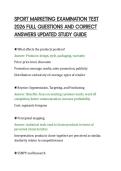 SPORT MARKETING EXAMINATION TEST&NewLine;2026 FULL QUESTIONS AND CORRECT&NewLine;ANSWERS UPDATED STUDY GUIDE&NewLine;