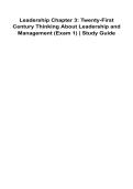 Leadership Chapter 3 Twenty First Century Thinking About Leadership and Management Exam 1 Study Guide 2025&sol; 2026 100&percnt; Verified With Correct Questions and Answers Comprehensive Modern Leadership Concepts Management Principles Organizational Effectiveness C