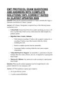 EMT PROTOCOL EXAM QUESTIONS AND ANSWERS WITH COMPLETE SOLUTIONS 100&percnt; CORRECT RATED A&plus; &vert;&vert;LATEST UPDATED 2026