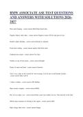BMW ASSOCIATE ASE TEST QUESTIONS AND ANSWERS WITH SOLUTIONS 2026-2027