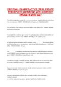 DRE FINAL EXAM PRACTICE &lpar;REAL ESTATE PRINCIPLES&rpar; QUESTIONS WITH CORRECT ANSWERS 2026-2027&NewLine;