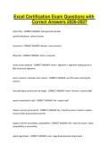 Excel Certification Exam Questions with Correct Answers 2026-2027
