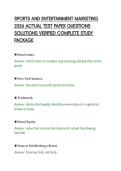 SPORTS AND ENTERTAINMENT MARKETING&NewLine;2026 ACTUAL TEST PAPER QUESTIONS&NewLine;SOLUTIONS VERIFIED COMPLETE STUDY&NewLine;PACKAGE&NewLine;
