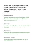 SPORTS AND ENTERTAINMENT MARKETING&NewLine;2026 ACTUAL TEST PAPER QUESTIONS&NewLine;SOLUTIONS VERIFIED COMPLETE STUDY&NewLine;PACKAGE&NewLine;