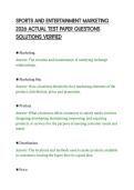 SPORTS AND ENTERTAINMENT MARKETING&NewLine;2026 ACTUAL TEST PAPER QUESTIONS&NewLine;SOLUTIONS VERIFIED