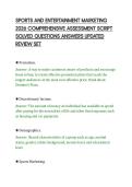 SPORTS AND ENTERTAINMENT MARKETING&NewLine;2026 COMPREHENSIVE ASSESSMENT SCRIPT&NewLine;SOLVED QUESTIONS ANSWERS UPDATED&NewLine;REVIEW SET