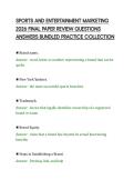 SPORTS AND ENTERTAINMENT MARKETING&NewLine;2026 FINAL PAPER REVIEW QUESTIONS&NewLine;ANSWERS BUNDLED PRACTICE COLLECTION&NewLine;