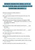 SPORTS MEDICINE HOSA ACTUAL&NewLine;EXAM PAPER 2026 QUESTIONS WITH&NewLine;ANSWERS GRADED A&plus;