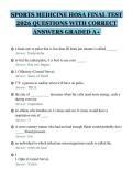 SPORTS MEDICINE HOSA FINAL TEST&NewLine;2026 QUESTIONS WITH CORRECT&NewLine;ANSWERS GRADED A&plus;