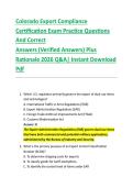Colorado Export Compliance &NewLine;Certification Exam Practice Questions &NewLine;And Correct  &NewLine;Answers &lpar;Verified Answers&rpar; Plus  &NewLine;Rationale 2026 Q&A&vert; Instant Download &NewLine;Pdf