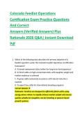 Colorado Feedlot Operations &NewLine;Certification Exam Practice Questions &NewLine;And Correct  &NewLine;Answers &lpar;Verified Answers&rpar; Plus  &NewLine;Rationale 2026 Q&A&vert; Instant Download &NewLine;Pdf  