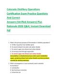 Colorado Distillery Operations &NewLine;Certification Exam Practice Questions &NewLine;And Correct  &NewLine;Answers &lpar;Verified Answers&rpar; Plus  &NewLine;Rationale 2026 Q&A&vert; Instant Download &NewLine;Pdf 