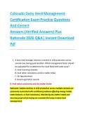 Colorado Dairy Herd Management &NewLine;Certification Exam Practice Questions &NewLine;And Correct  &NewLine;Answers &lpar;Verified Answers&rpar; Plus  &NewLine;Rationale 2026 Q&A&vert; Instant Download &NewLine;Pdf 