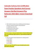 Colorado Culinary Arts Certification &NewLine;Exam Practice Questions And Correct  &NewLine;Answers &lpar;Verified Answers&rpar; Plus  &NewLine;Rationale 2026 Q&A&vert; Instant Download &NewLine;Pdf   
