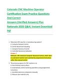 Colorado CNC Machine Operator &NewLine;Certification Exam Practice Questions &NewLine;And Correct  &NewLine;Answers &lpar;Verified Answers&rpar; Plus  &NewLine;Rationale 2026 Q&A&vert; Instant Download &NewLine;Pdf 