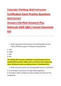 Colorado Climbing Wall Instructor &NewLine;Certification Exam Practice Questions &NewLine;And Correct  &NewLine;Answers &lpar;Verified Answers&rpar; Plus  &NewLine;Rationale 2026 Q&A&vert; Instant Download &NewLine;Pdf  