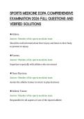 SPORTS MEDICINE EOPA COMPREHENSIVE&NewLine;EXAMINATION 2026 FULL QUESTIONS AND&NewLine;VERIFIED SOLUTIONS&NewLine;