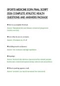 SPORTS MEDICINE EOPA FINAL SCRIPT&NewLine;2026 COMPLETE ATHLETIC HEALTH&NewLine;QUESTIONS AND ANSWERS PACKAGE&NewLine;