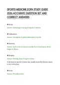 SPORTS MEDICINE EOPA STUDY GUIDE&NewLine;2026 ACCURATE QUESTION SET AND&NewLine;CORRECT ANSWERS&NewLine;