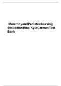 Updated&sol;Latest Maternity and Pediatric Nursing 4th Edition Ricci Kyle Carman Test Bank Comprehensive Maternal Newborn Pediatric Nursing Questions Answers NCLEX Review Study Guide 2025&ndash;2026&period;