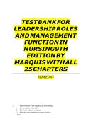 Updated&sol;Latest Leadership Roles and Management Functions in Nursing 9th Edition Test Bank Marquis Huston Comprehensive Nursing Leadership And Management Resource All 25 Chapters Practice Questions Answers And Assessments Leadership Delegation Staffing Com
