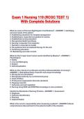 Exam 1 Nursing 119 &lpar;RCGC TEST 1&rpar; With Complete Solutions