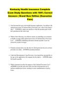 Kentucky Health Insurance Complete &NewLine;Exam Study Questions with 100&percnt; Correct &NewLine;Answers &vert; Brand New Edition &lpar;Guarantee &NewLine;Pass&rpar; 
